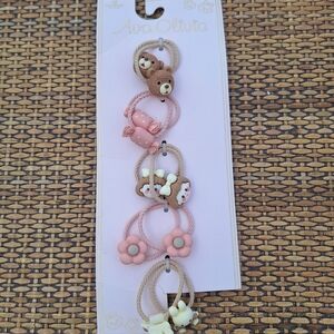 Ava Olivia Girls Hair Ties Set Ponytail Holders Flowers Bunny Candy Teddy Bear